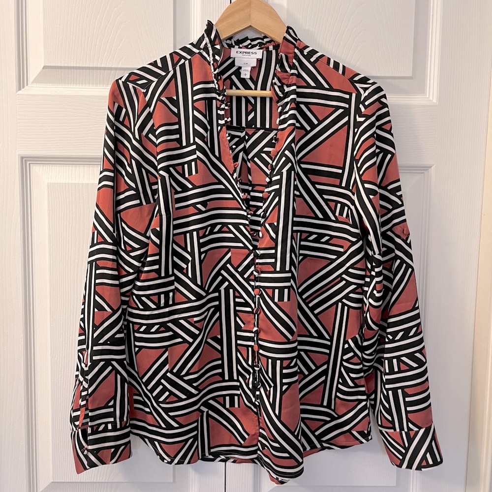 Geometric button-up blouse